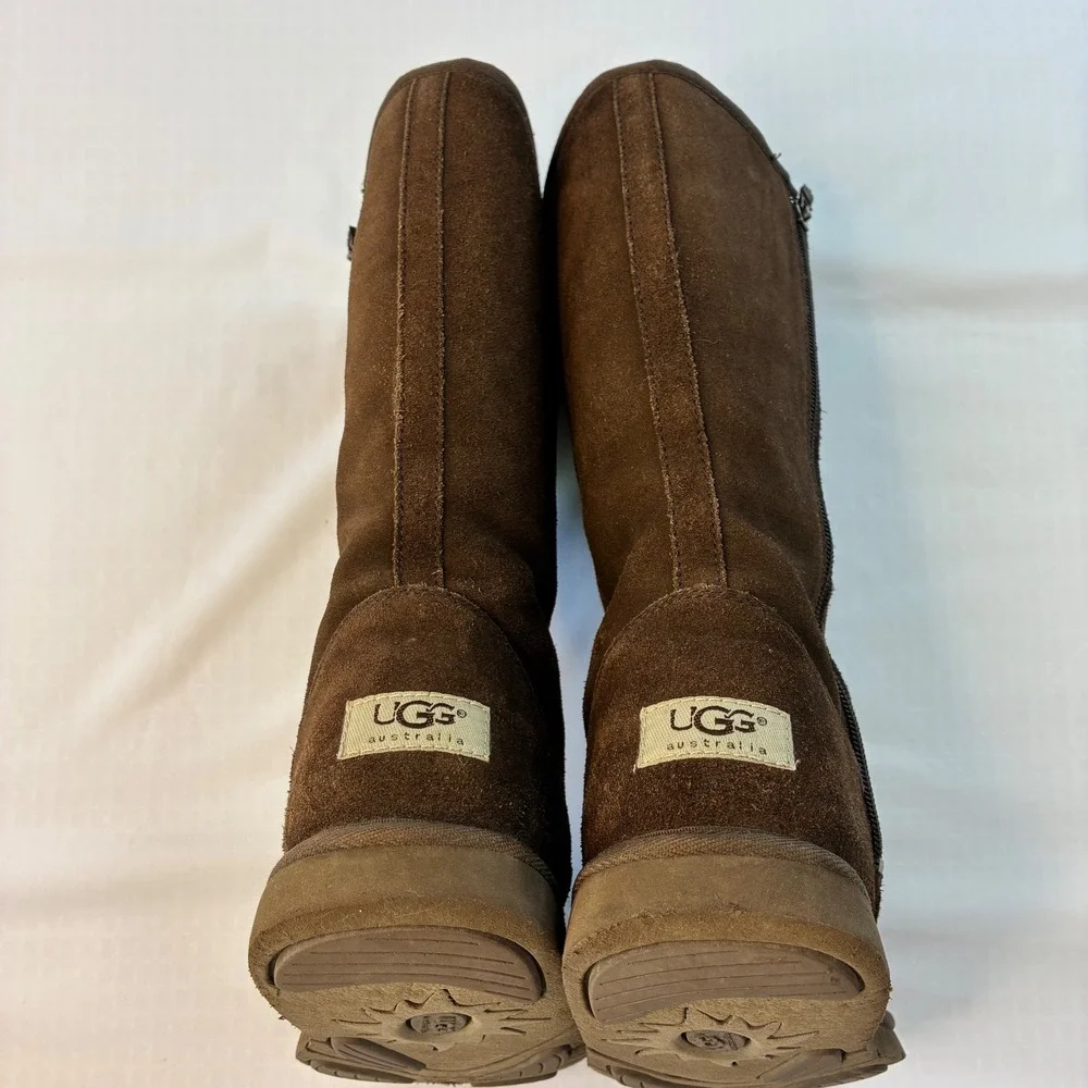 UGG Australia Sunset Tall Brown Suede Sheepskin Boots 5235 Womens Size 5